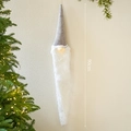 Gnomo navideño gris colgante con nariz luminosa y barba blanca larga para decoración - 90cm / Terciopelo Gris Grande