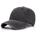 Gorra de béisbol clásica de algodón lavado gris oscuro con visera curva y ancha - Ajustable / Negro