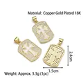 Copper 18K gold plated rectangular pendant with opal cross and zircon pave setting - Style E-White Opal