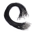Meerdere zwarte waxkoord kettingen met zilveren karabijnsluitingen en verlengketting - 10 strengen pakket / 55+5CM Zwart 1.5mm