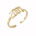 18K gold-plated stainless steel adjustable ring with gothic Year 2000 number design - 2001