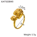 Detailed view of gold plated open ring with irregular lava texture and dimensions - Lava Irregular Texture Style (XJ47502BW0)