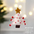 White wool felt Christmas tree ornament with red star embroidery and yellow star topper - Christmas Tree / White