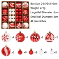 Set di 44 palline di Natale rosse e bianche con motivi di neve per l'albero di Natale - Rosso & Bianco