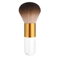 Portable kabuki brush with white rounded handle, gold ferrule and brown gradient soft bristles - Big Chubby White Gold Grape Purple Hair (With Net)