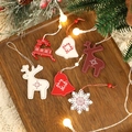 Addobbi natalizi in legno con renne e campane per decorare l'albero di Natale - Tipo D Set di ornamenti in legno rossi e bianchi