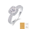 Elegant S925 silver cushion cut moissanite halo ring with double band and GRA certificate - R13052 Split Style (With GRA)