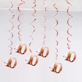 Rose gold foil hanging swirls featuring number 40 for birthday party decorations - Age 40 (Rose Gold) / 6 Pieces Set