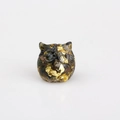 Dark translucent resin owl figurine with gold leaf fragments and large round eyes - 10 Tourmaline