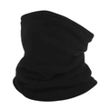 Close-up of black thermal fleece neck warmer showing soft fabric texture and stitching - Fleece With Drawstring / Black