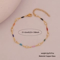 Golden chain anklet with colorful enamel beads and white pearls for beach wear - 2# Marquise Charm