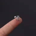 Silver 16g crescent moon helix stud with sparkling cubic zirconia and ball screw back - Silver Moon Zircon Style (354-12#S)