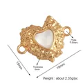 Gold-plated copper heart connector with hammered texture and mother-of-pearl inlay - Lava Heart Mother of Pearl Gold