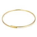 Gargantilla minimalista de acero inoxidable chapado en oro con acabado mate cepillado - Gargantilla Abierta (KLJ5755-Z) / Color Dorado (KLJ5755-Z)
