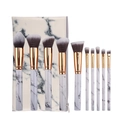 10-piece marble makeup brush set with rose gold accents and matching zipper pouch - Marble White Set With Bag