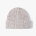Gorro clásico de punto acanalado gris vigoré con dobladillo ancho para invierno - Beige (23B088)