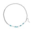 Collar de cuentas de vidrio azul y perlas blancas en cadena de acero inoxidable plateado - Collar Azul / 54+5 cm