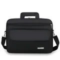 20 inch black waterproof Oxford business briefcase in 40x30x11cm size with shoulder strap - Black Handheld Large (40cm)