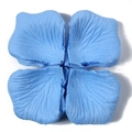 Single set of four blue artificial rose petals with detailed texture on white background - Light Blue (Approx. 100pcs)