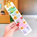 Colorful 12-piece cartoon flower hair clip set for kids in cute pastel resin finishes - 9# Flower Series