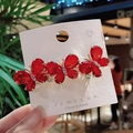 Elegant red crystal triple butterfly hair clip with gold metal base and rhinestones - Butterfly Large Red Spring Clip