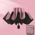 Paraguas manual de 8 varillas rosa y negro con revestimiento de protección solar grueso - 8 Varillas Manual Inverso / Rosa
