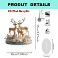 Acrylic 20cm Christmas reindeer table decor with glitter finish and clear base - Reindeer Family in Snow 26