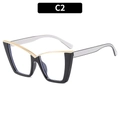 Cat eye glasses frame in black and gold finish with anti-blue light clear lenses C2 - C2-Black Frame Transparent Grey Legs