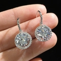 Sparkling S925 sterling silver halo stud earrings with round brilliant cut zircon stones - Round Earrings Led-146