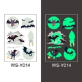 Luminous Halloween tattoo sticker WS-Y014 with glowing witch and bat cartoon patterns - Bat Style (WS-Y014)