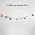 Christmas felt tree banner with red and green pompoms, 150cm holiday decoration - Small Christmas Tree (With LED Lights)