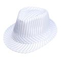 White fedora hat with black pinstripes and a classic brim for casual retro style - One Size / White