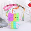 Cat-shaped macaron rainbow pop-it fidget purse with adjustable strap and silicone material - Macarons