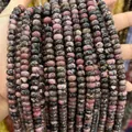 Polished natural rhodonite abacus stone beads in pink with black mottled patterns - 4*6mm 1 Strand (Approx 90pcs) / Rhodonite