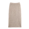 Gonna in maglia avena da donna con vita elastica a coste per outfit invernale - S / Gonna Dritta in Maglia Beige (Parte Inferiore)
