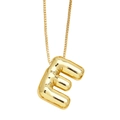 Minimalist 3D balloon-style letter E pendant necklace in 18K gold plated copper finish - Letter E