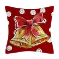 Christmas pillowcase featuring red background with white polka dots and golden bells - 45x45CM (No Core) / 3605-3 Red with Golden Bells