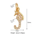 Pendentif hippocampe en cuivre avec zircons blancs, dimensions de 13x7x3 mm - K589889-Gold Seahorse