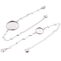 Stainless steel DIY bracelet base with round settings, lobster clasp and heart charm - Style 4