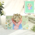 3D pop-up daisy bouquet card with small insert and envelope, 20x15cm handmade greeting card - White Daisies in Hand