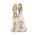 Escultura de amistad en resina con dos mujeres en vestidos y grabado Best Friends - Dos Chicas (Mejores Amigas)
