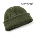 Armygrüne gerippte Strickmütze für Herren und Damen, ideal für Wärme im Winter - Armeegrün