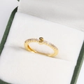 18k gold plated brass ring with sparkling letter S diamond inlay in green jewelry box - Letter S Gold