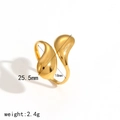 Adjustable golden double bean ring in polished stainless steel weighing 2.4 grams - Minimalist Double Water Drop (TR4317)