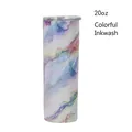 Gobelet isotherme 20oz en acier inoxydable avec motif abstrait d'encre et couvercle - 20oz / Transfert de Laque - Encre de Couleur