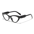 Schwarze Cat-Eye-Sonnenbrille mit Strass-Akzenten und UV400-Schutzbeschichtung - Dekorative Brille / Glänzendes Schwarz Klare Linse