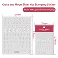 Adesivi per unghie 3D argento metallizzato con stelle e luna modello MM-SZJ01 decoro - Croce Luna (MM-SZJ01) - Doratura a argento