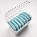 Transparent storage case with 8 soft blue round velvet makeup sponges for face powder - Green / 8PCS Boxed