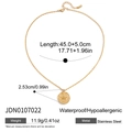 Detailed specs of 18K gold stainless steel necklace with bee coin pendant size info - JDN0107022 Butterfly Coin Round Necklace