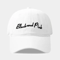 Classic white cotton baseball cap with Black and Pink embroidery in a vintage style - Adjustable / White